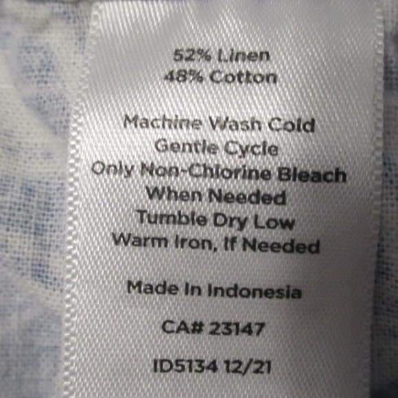 Talbots pants linen/cotton cropped wide leg, light blue & white size 14 - Picture 3 of 10